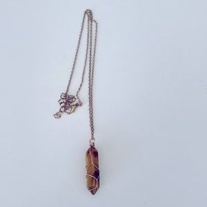 Handcrafted Tiger’s Eye Crystal Necklace, 23” chain
